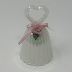 Fenton Glass Pearly Sentiments Opalescent Iridescent Hand Bell Heart Handle
